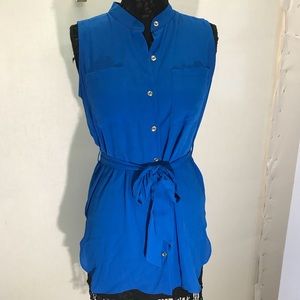Super cute blue button down dress